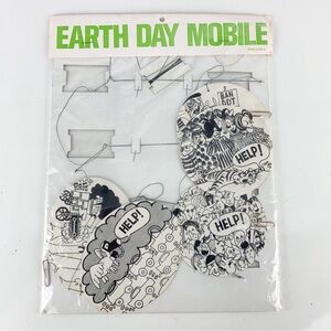 Vintage New Old Stock Earth Day 70s Hanging Paper Mobile Hippie Flower Power Mcm